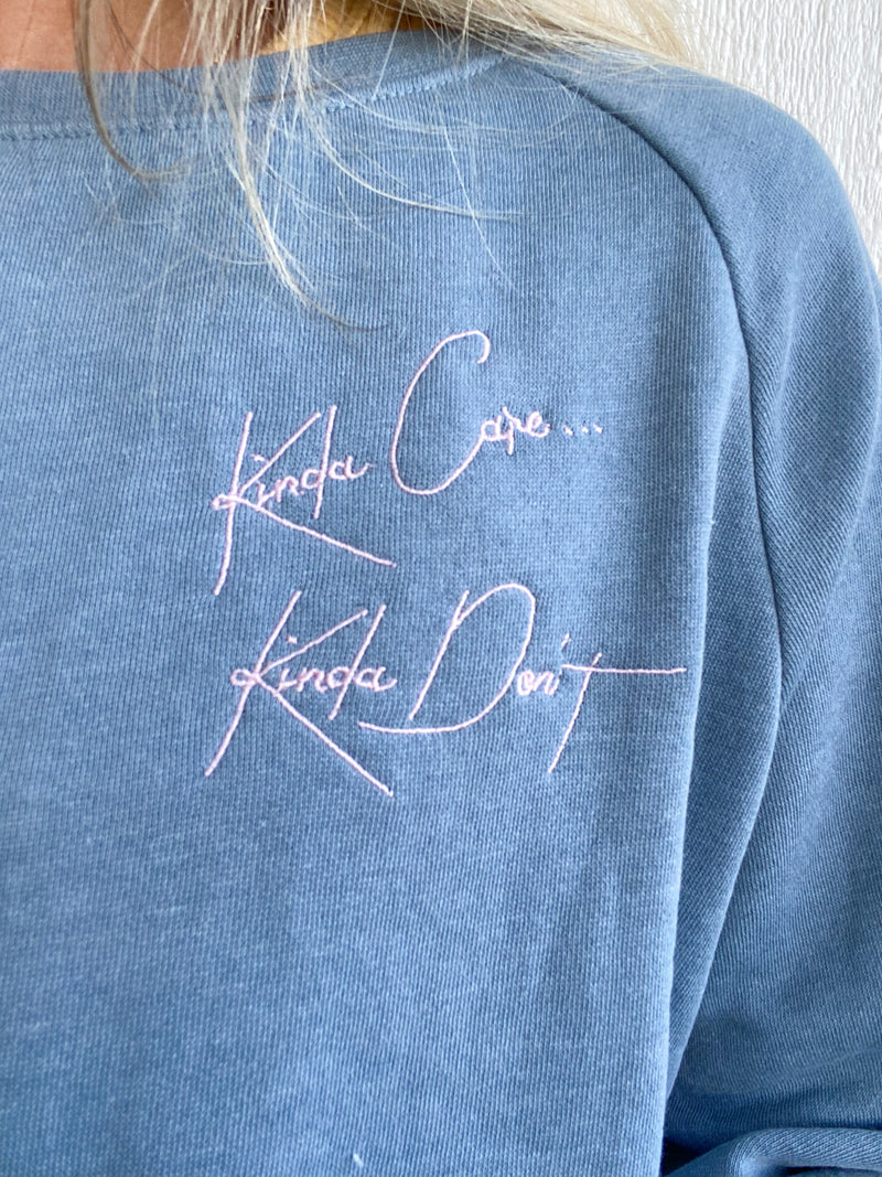 kinda care, kinda don't Boatneck sweatshirt